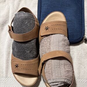 Tan Sandals with Star Cutout Design